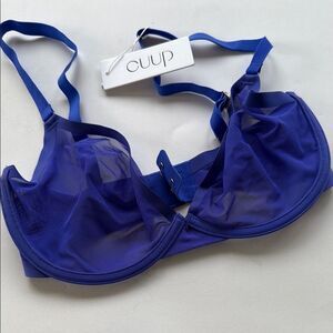 NWT CUUP THE PLUNGE BLUE SHEER MESH BRA SIZE 30F